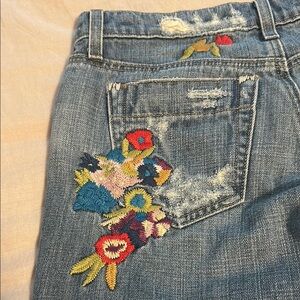 Joe's Jeans Blue Denim with Distressed and Floral Details